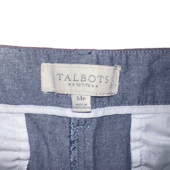 Talbots Petites Dress Pants Womens Size 14P Blue Chambray Straight Leg - Picture 3 of 4